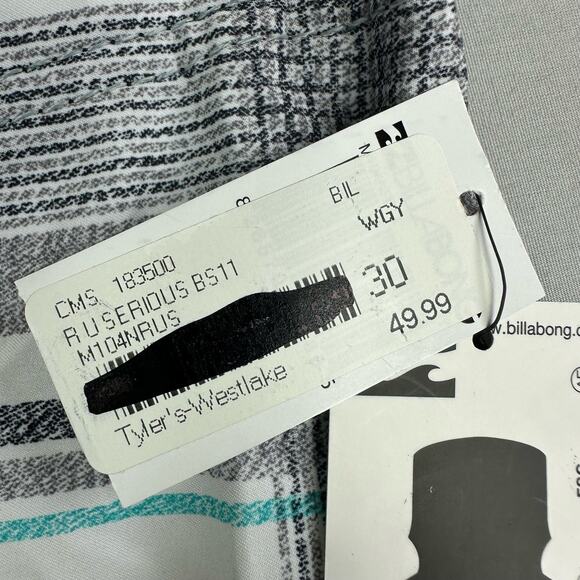 Billabong Men’s 30 Platinum X R U Serious Board Shorts Plaid Stretch - Picture 9 of 11